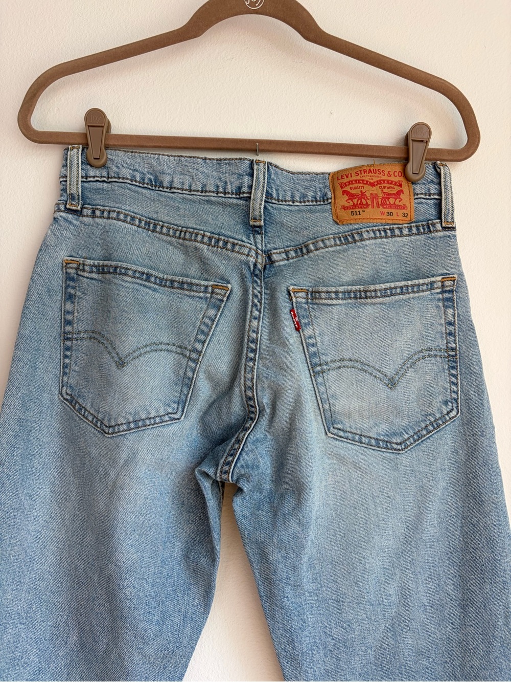 Levi's Light Blue 511 Denim Jeans with Leather Patch